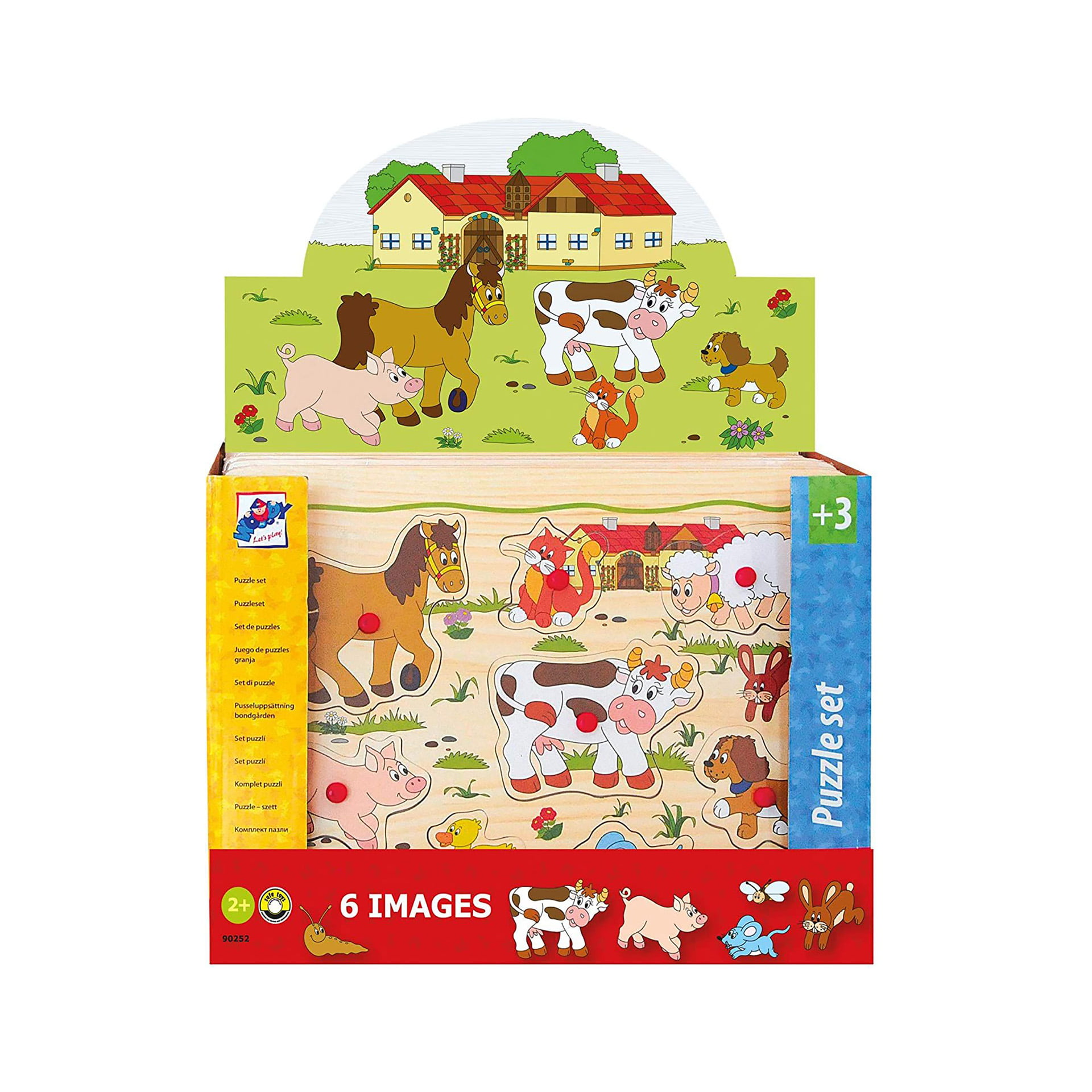 Puzzle din lemn pentru copii cu animale de la ferma