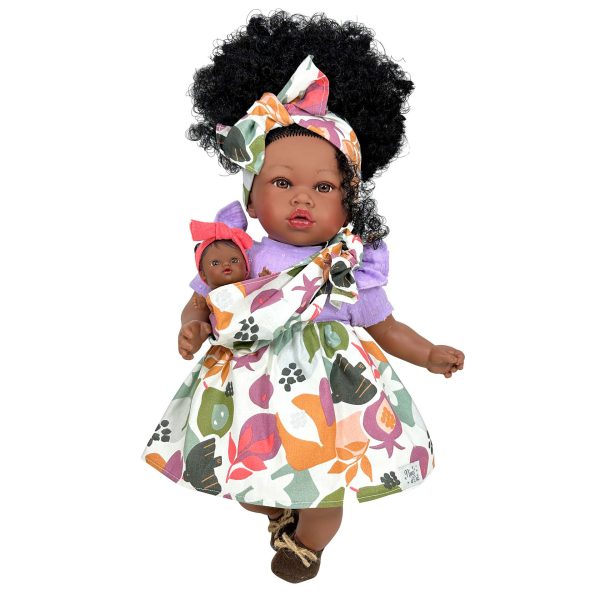 Papusa Nines d'Onil Maria Afro cu bebelus