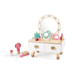 Jucarie din lemn - Masa de toaleta eleganta pentru copii (14 piese)